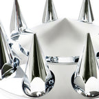 Chrome Hub Cover Kit 33mm Front & Rear Semi Truck Wheel Axle Covers Spiked