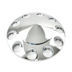 Chrome Hub Cover Kit 33mm Front & Rear Semi Truck Wheel Axle Covers Spiked