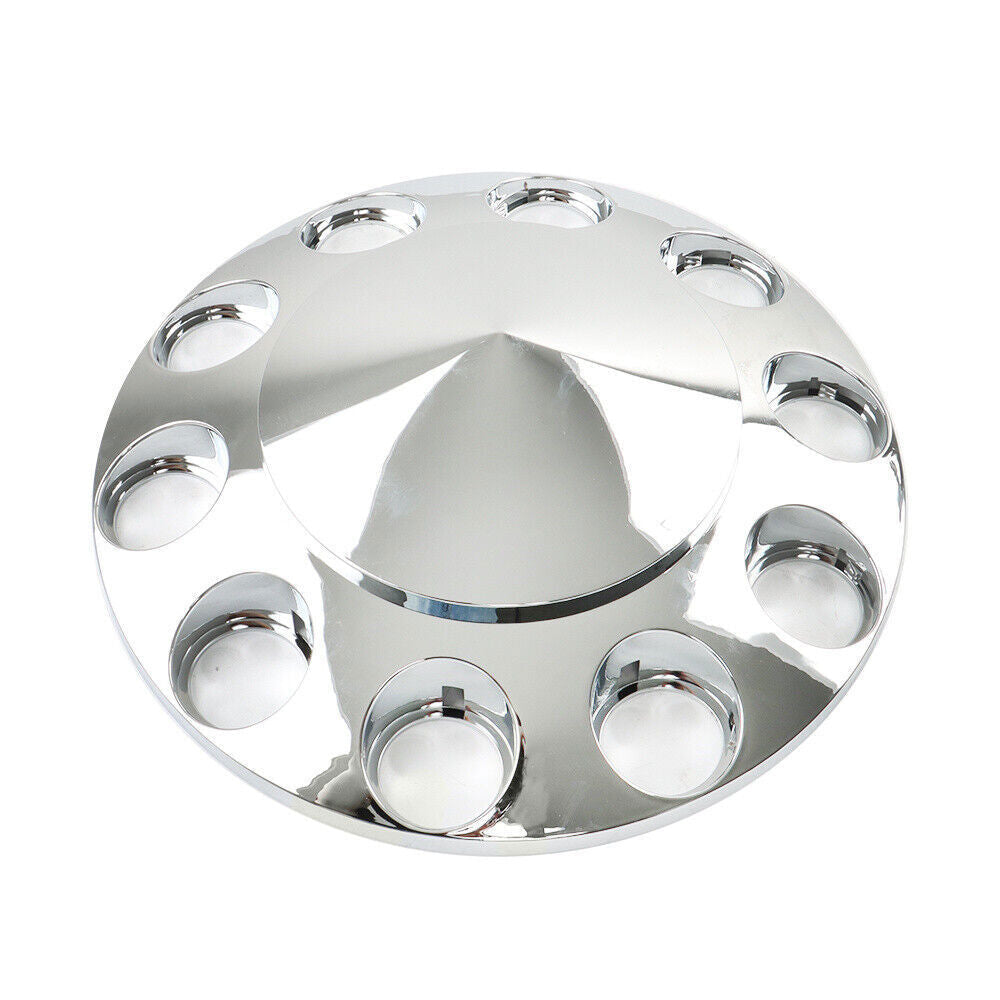 Chrome Hub Cover Kit 33mm Front & Rear Semi Truck Wheel Axle Covers Spiked
