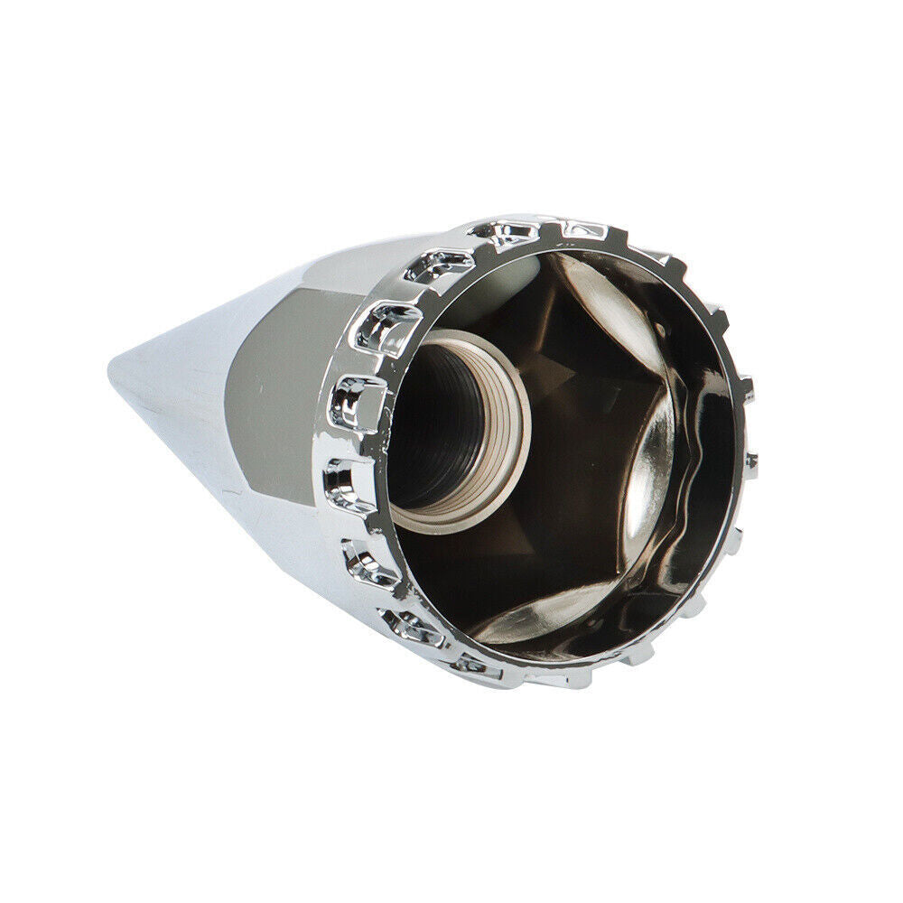 Chrome Hub Cover Kit 33mm Front & Rear Semi Truck Wheel Axle Covers Spiked