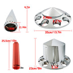 For Semi Truck Wheel Axle Covers Spiked Chrome Front + Rear Hub Cover Kit 33mm