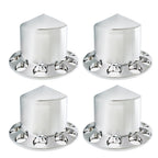 For Semi Truck Wheel Axle Covers Spiked Chrome Front + Rear Hub Cover Kit 33mm