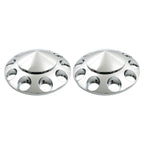 For Semi Truck Wheel Axle Covers Spiked Chrome Front + Rear Hub Cover Kit 33mm