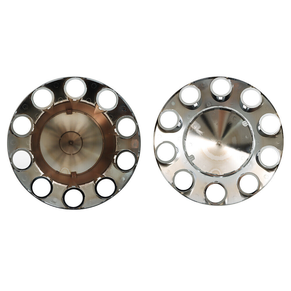 For Semi Truck Wheel Axle Covers Spiked Chrome Front + Rear Hub Cover Kit 33mm
