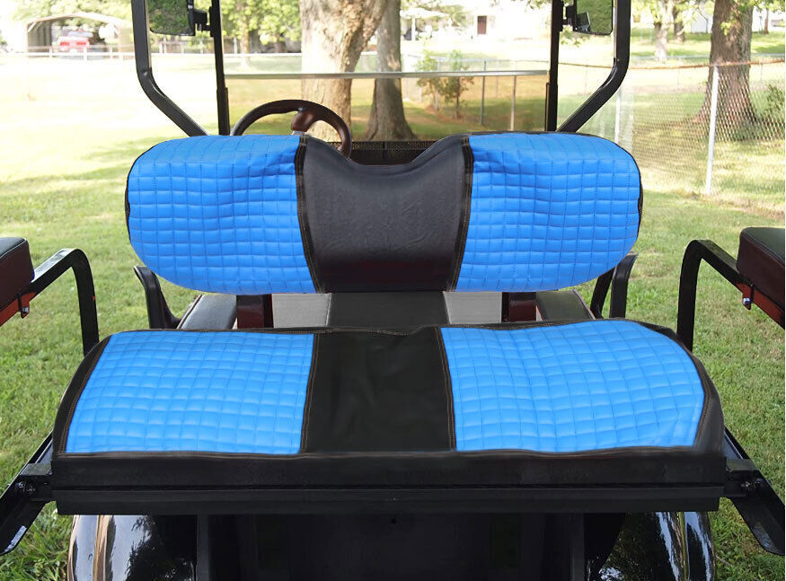 Rear Seat Covers Kit No Staple Blue Color Universal Size Fits For Golf Carts