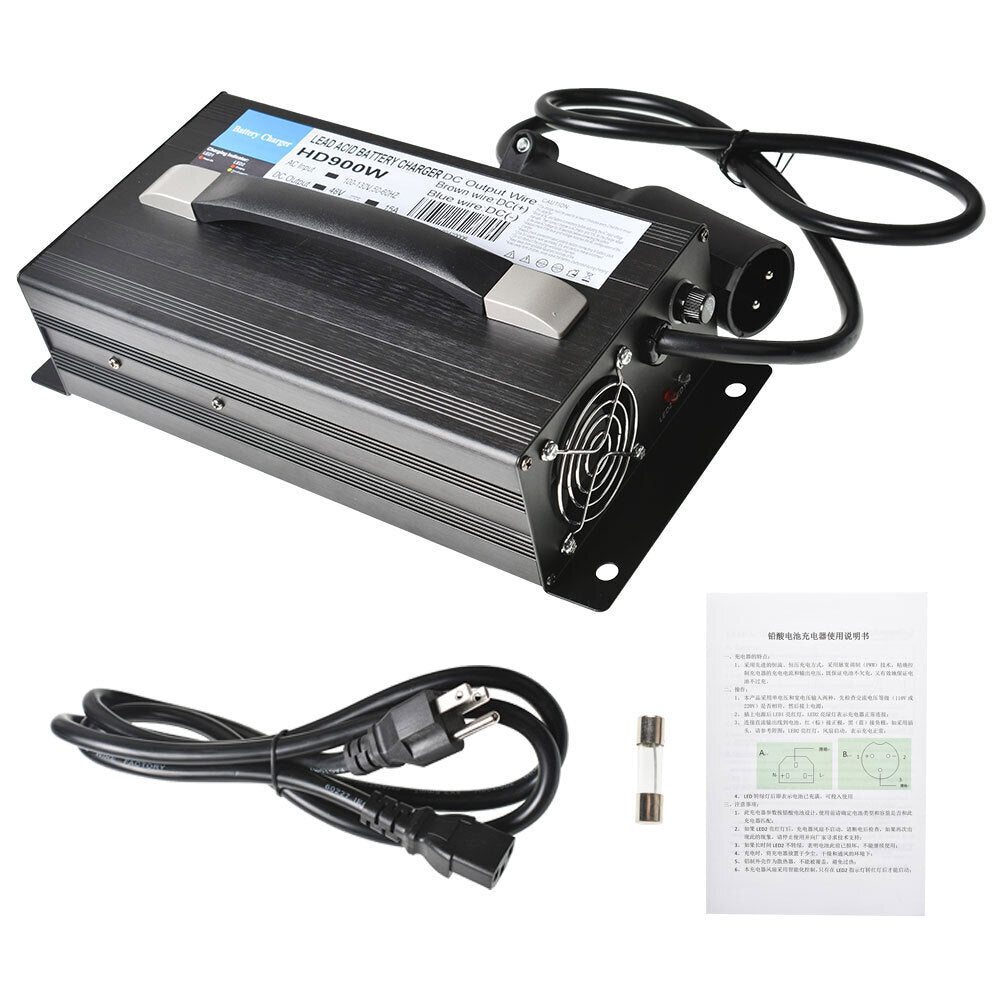Battery Charger For Club Car 48V 15 AMP Golf Cart 48 Volt Round 3 Pin Plug