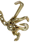 2 Pack G70 5/16''x10' Transport Tow Chain J Hook Long Shank With Grab Hook