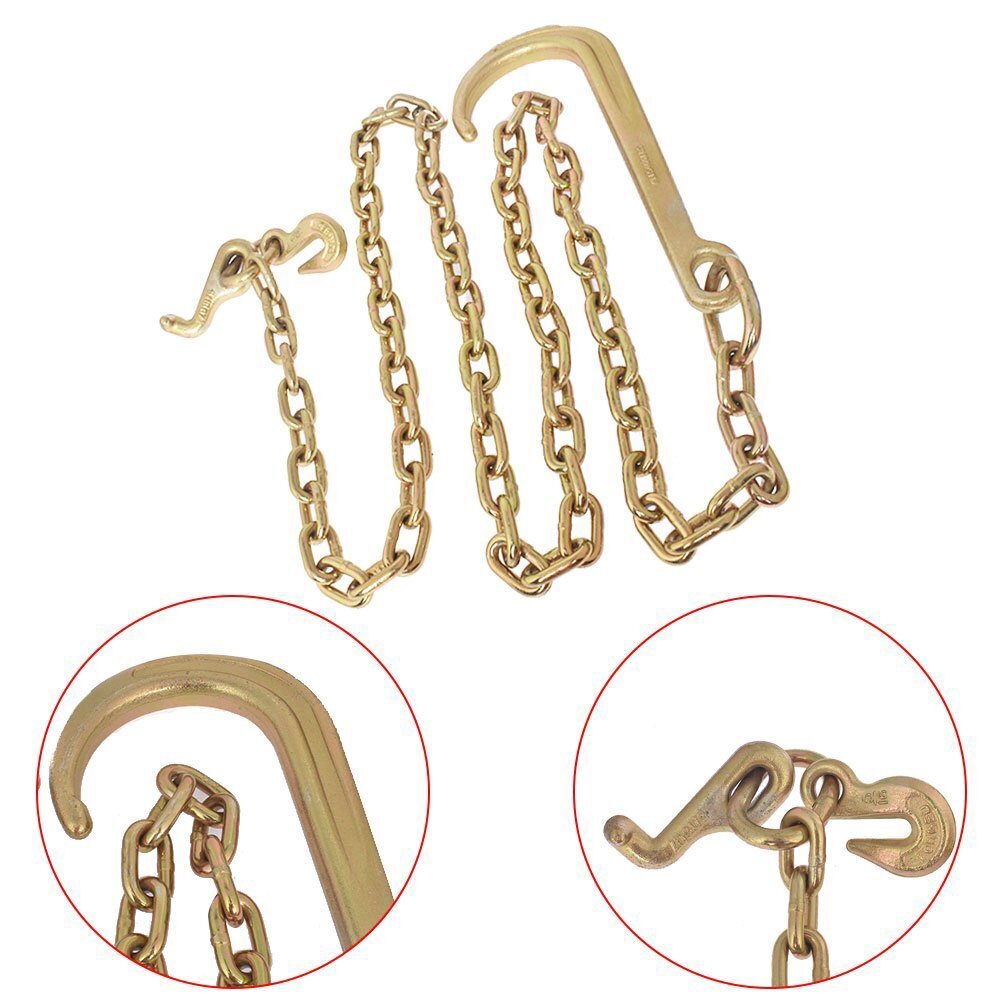 Tow Chain 15" J Hook Mini J Grab Hook Welded Towing Wrecker 5/16 x 8 FT Grade 70