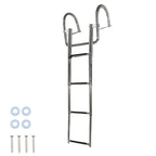 4 Steps Pontoon Boat Ladder Stainless Steel with Pedal Hand Railing Ladder