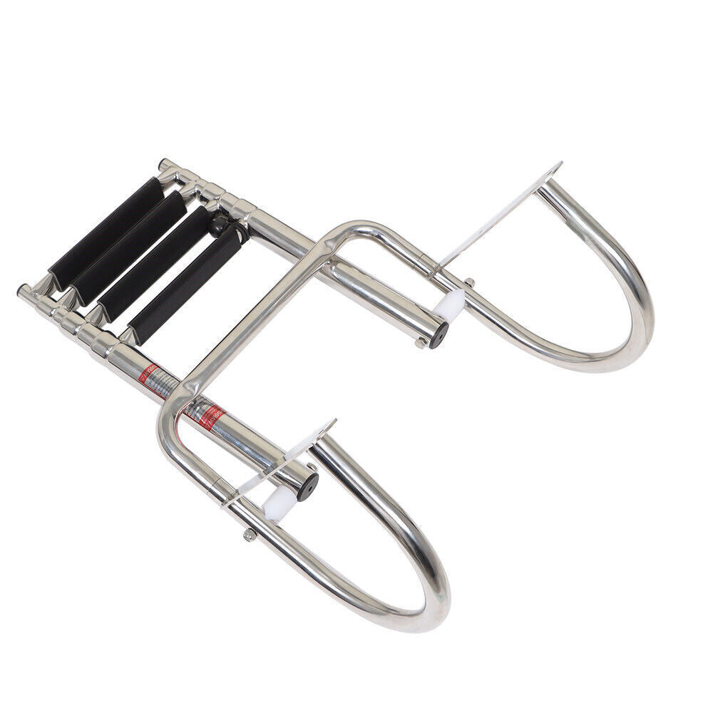 4 Steps Pontoon Boat Ladder Stainless Steel with Pedal Hand Railing Ladder