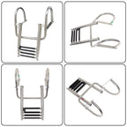 4 Steps Pontoon Boat Ladder Stainless Steel with Pedal Hand Railing Ladder