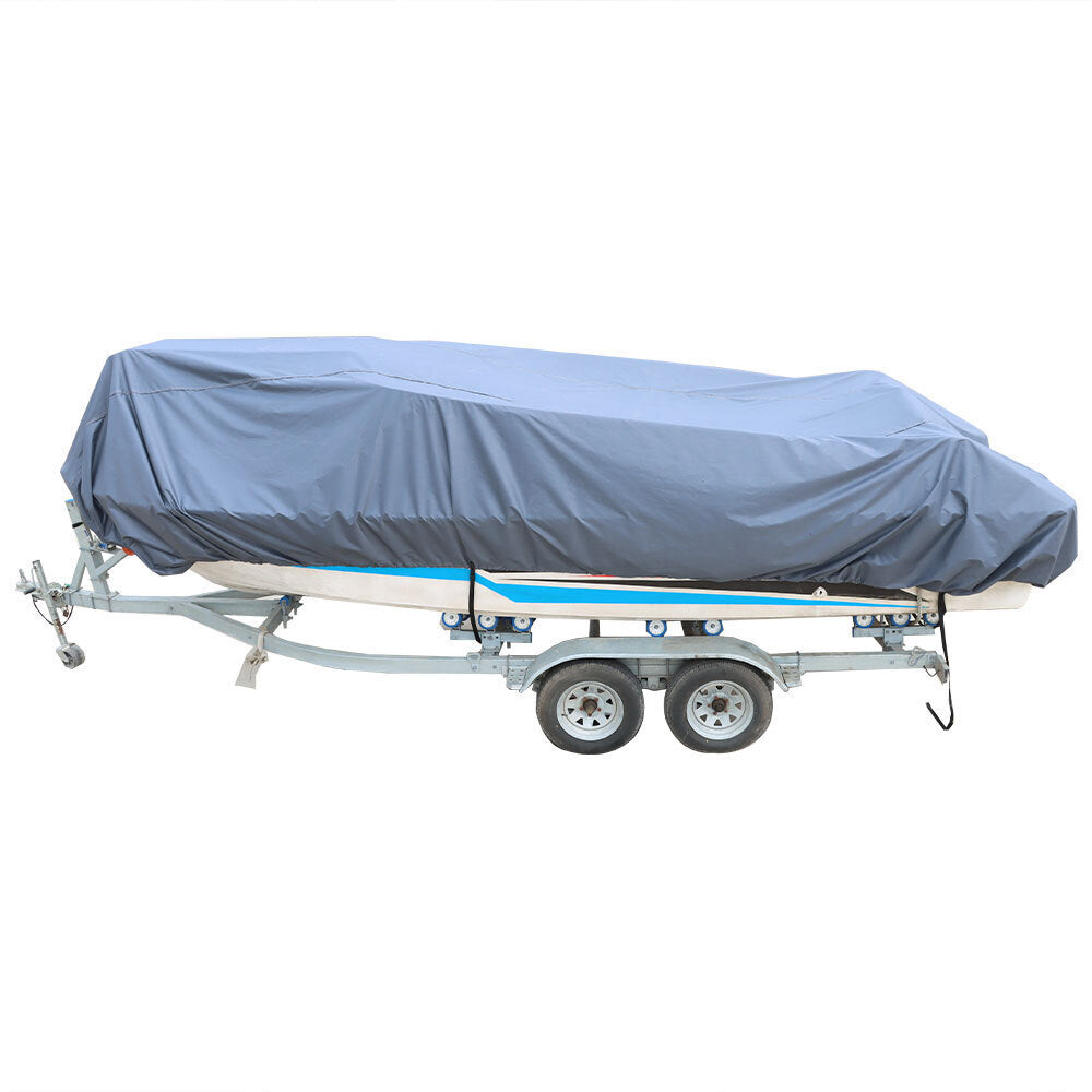 23-24ft V-Hull Runabout Boat Cover 600D Heavy Duty Waterproof Trailerable Grey