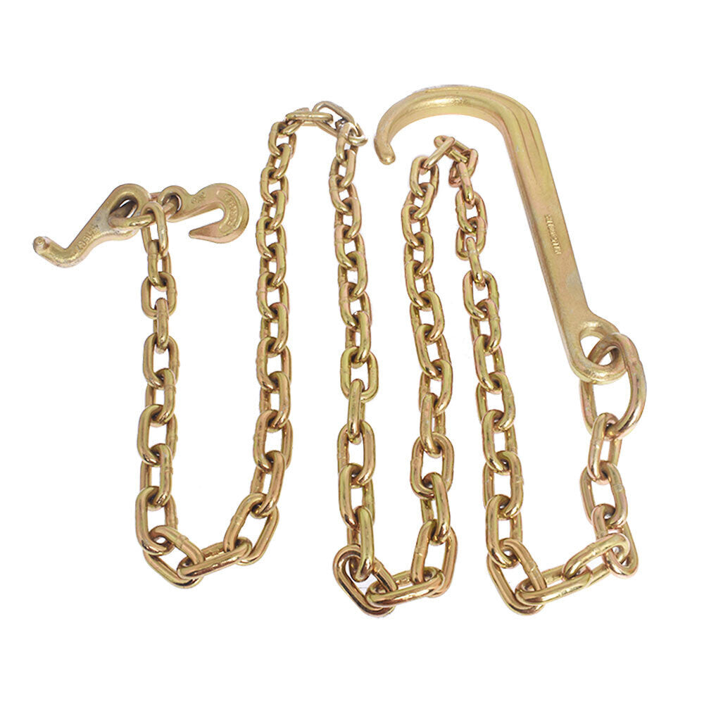 5/16''x8 FT G70 V-Chain Bridle w/ 15" Medium J Hooks, T- Hook w/ Grab Hooks NEW