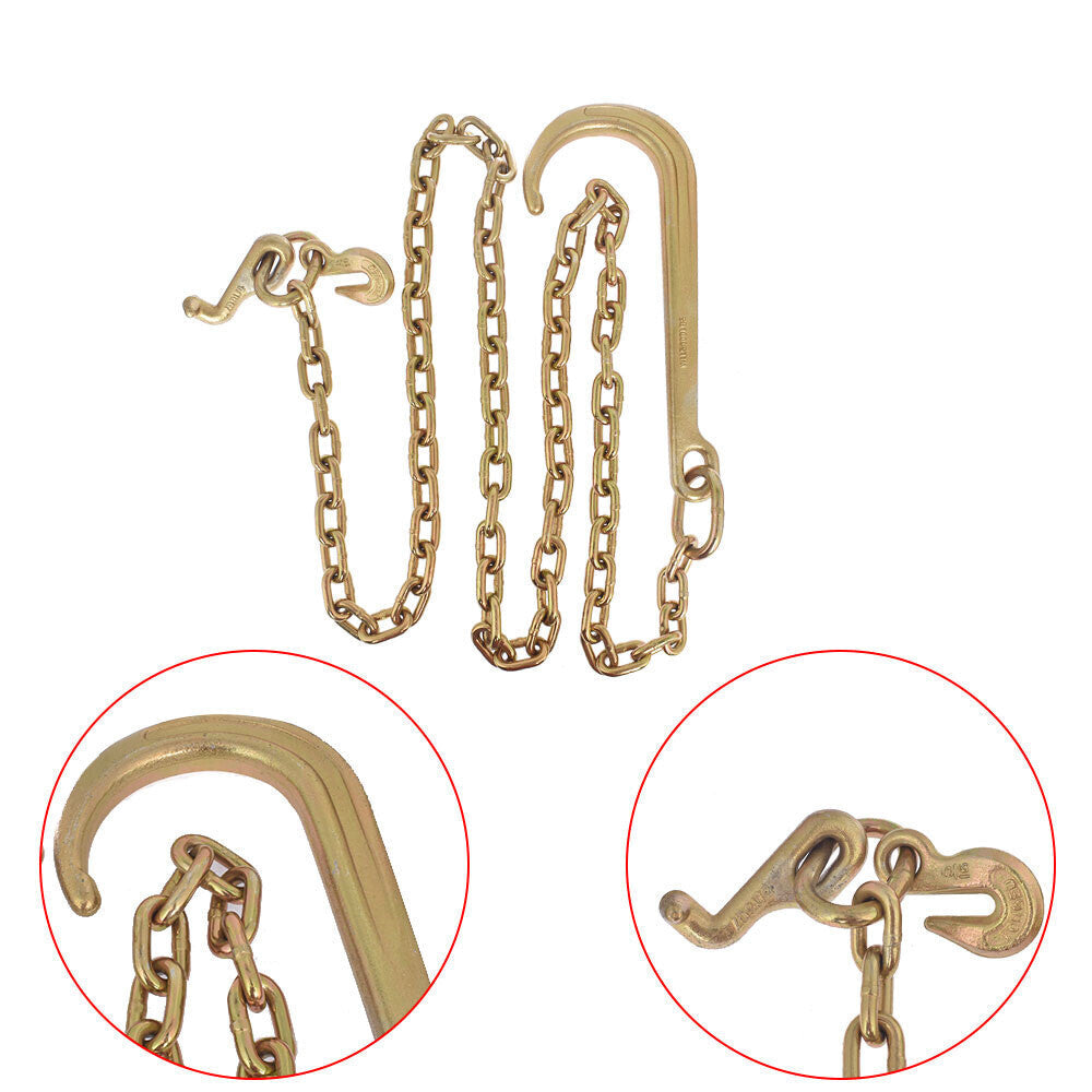 5/16''x8 FT G70 V-Chain Bridle w/ 15" Medium J Hooks, T- Hook w/ Grab Hooks NEW