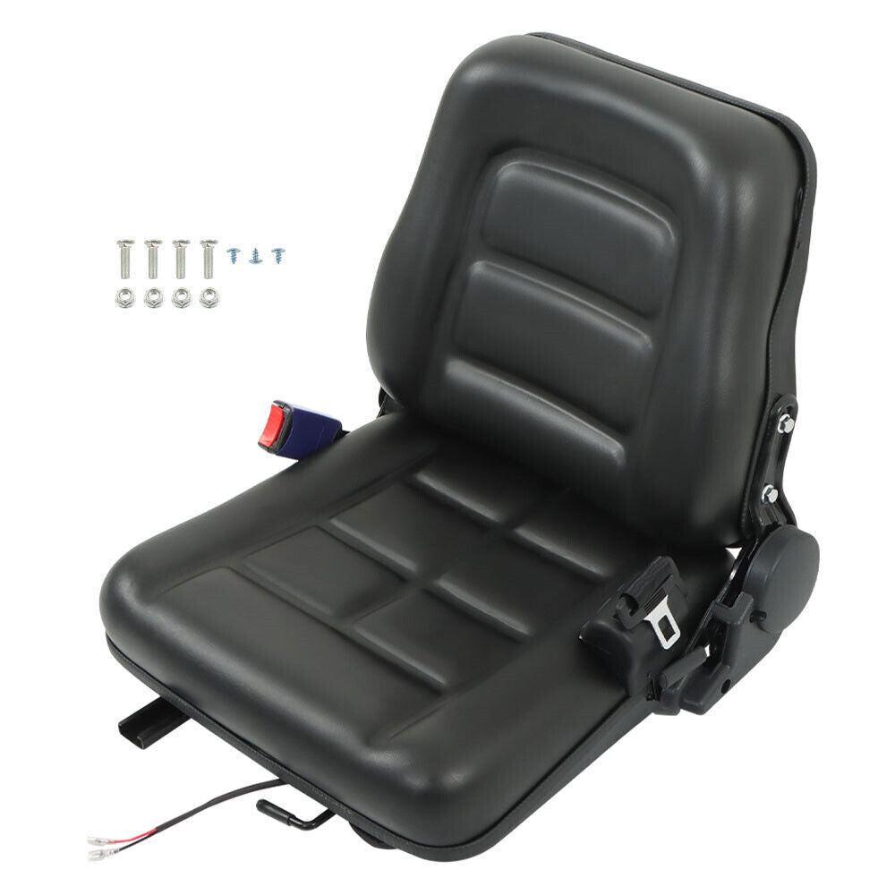 Universal Forklift Seat Fold Down w/ Safety Belt For Tractor Loader Excavator