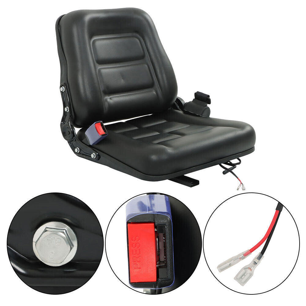 Universal Forklift Seat Fold Down w/ Safety Belt For Tractor Loader Excavator