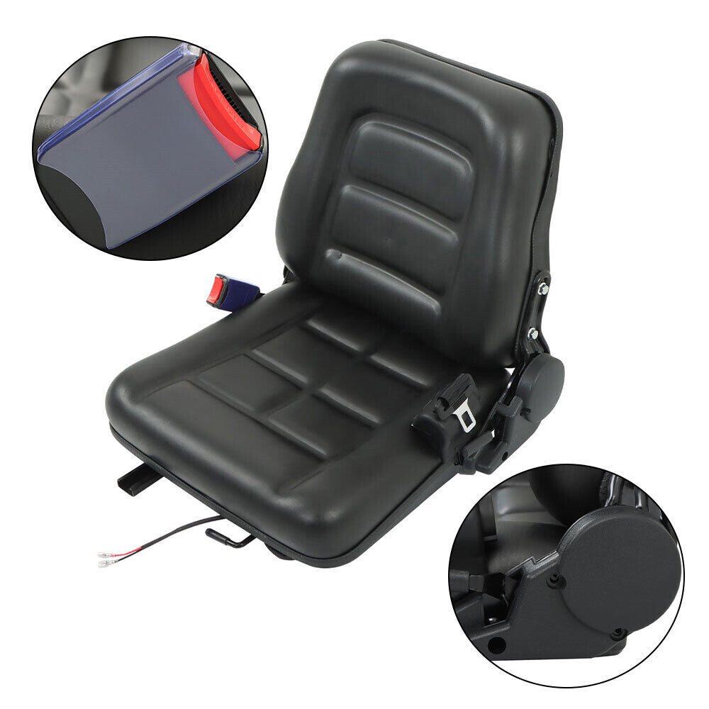Universal Forklift Seat Fold Down w/ Safety Belt For Tractor Loader Excavator