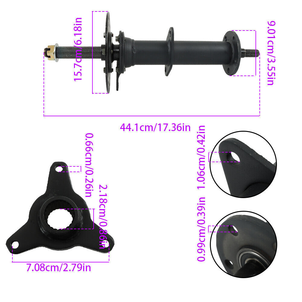 For Go Kart Golf Cart Drift Trike 40" Differential Rear Axle Kit 3 Stud Hub ATV