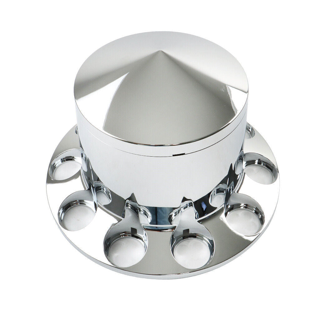 Chrome Semi Truck Hub Cover Wheel Set Rear 33mm Nut Covers Spiked Removable Caps