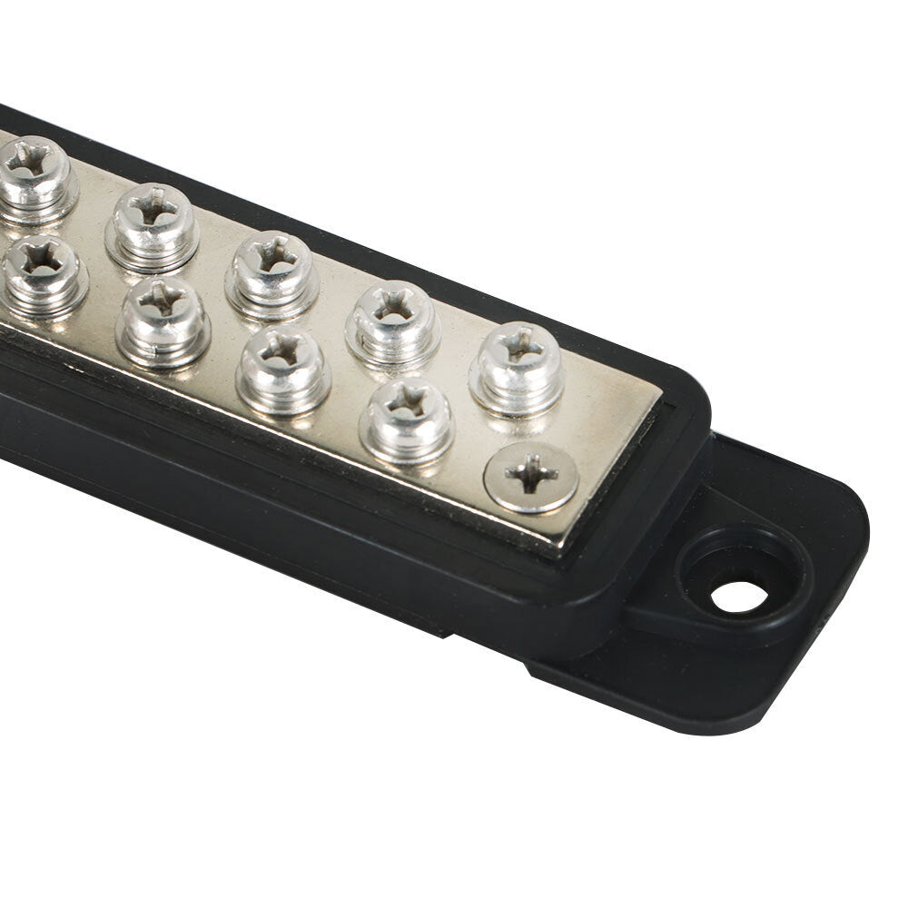 12 Point Busbar Bus Bar Power Distribution Block Black&Red Pair DC 180A 12V US