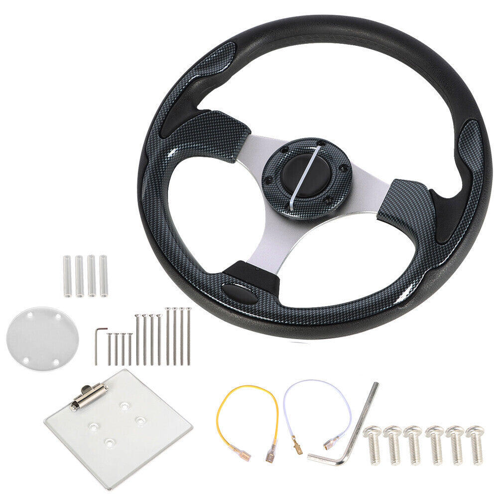 For Yamaha EZGO Club Car Carbon Fiber Steering Wheel+Score Card Holde Golf Cart