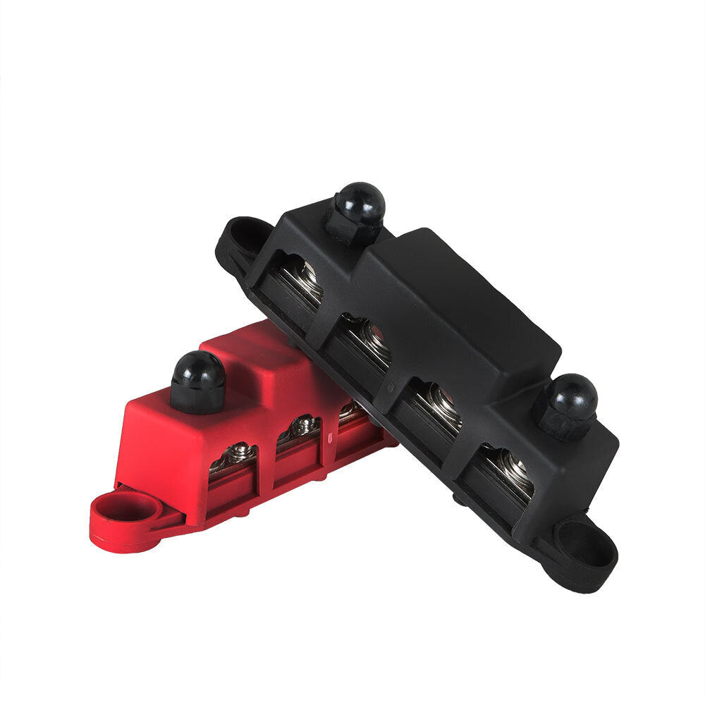 4 Post Busbar Bus Bar Power Distribution 12V 250A 3/8" Red and Black Pair