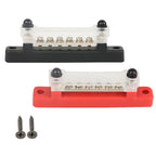 2Pcs Red & Black 48V Busbar Bus Bar Power Distribution 150A 6 Way Terminal Block
