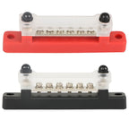 2Pcs Red & Black 48V Busbar Bus Bar Power Distribution 150A 6 Way Terminal Block