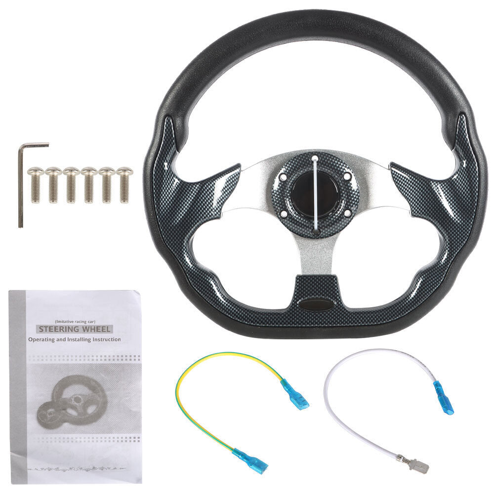 For Ezgo And Yamaha Golf Cart Carbon Fiber Steering Wheel+Score Card Holder