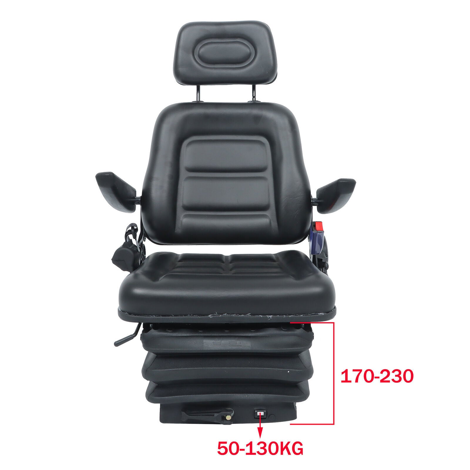Forklift Tractor Seat Suspension Adjustable Backrest Armrest Safety Belt