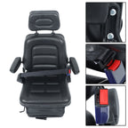 Forklift Tractor Seat Suspension Adjustable Backrest Armrest Safety Belt