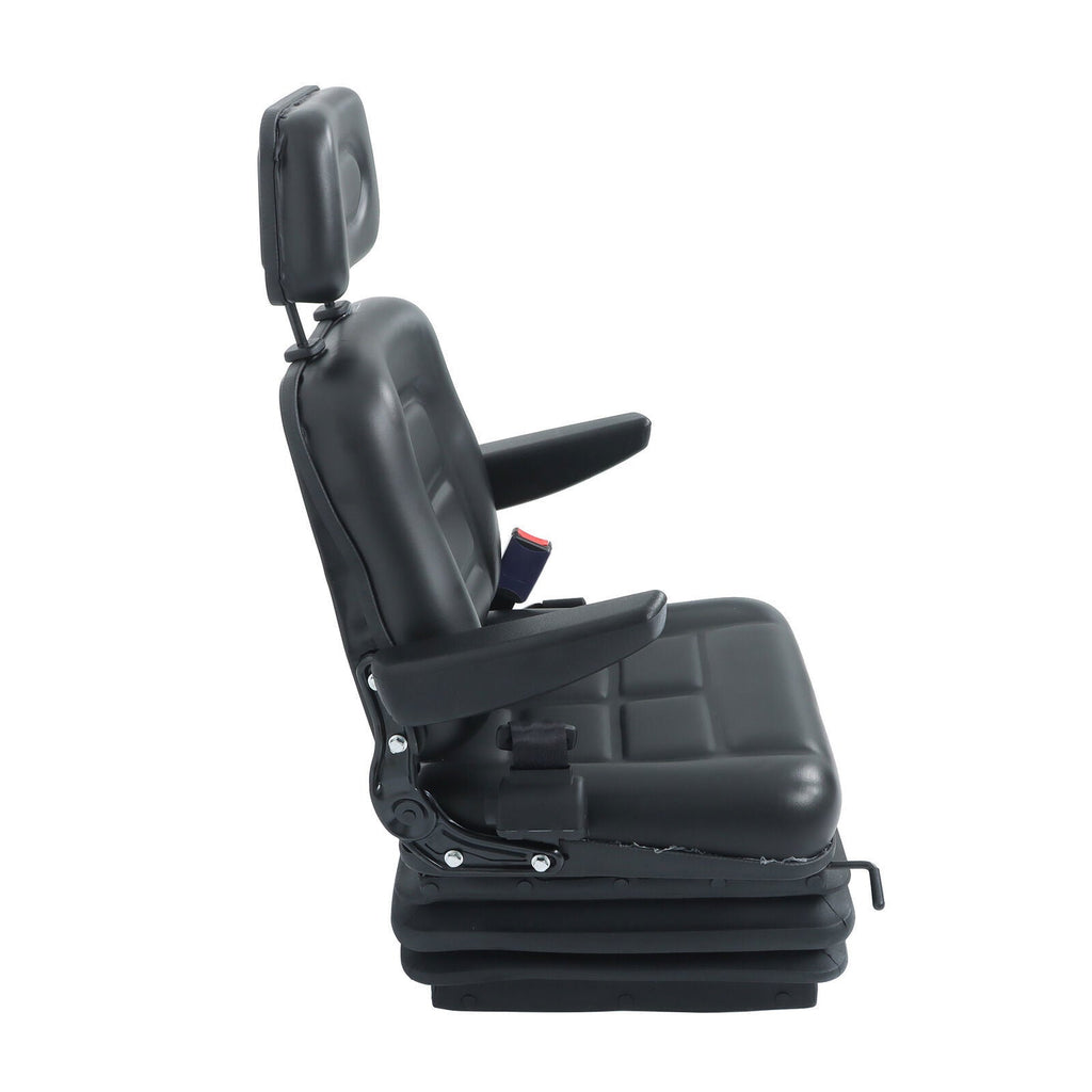 Forklift Tractor Seat Suspension Adjustable Backrest Armrest Safety Belt