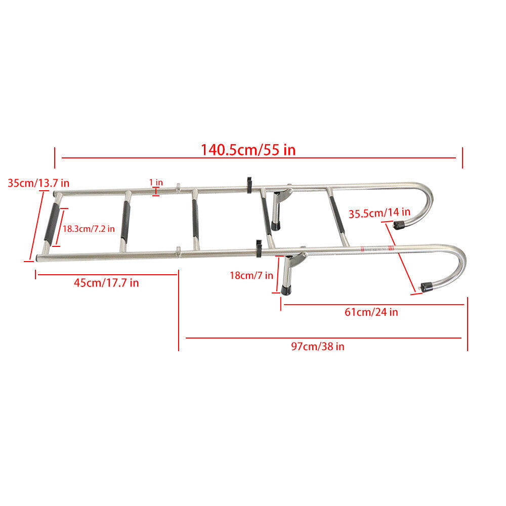 5 Step Stainless Steel Folding Ladder Telescoping 400 lb. Limit