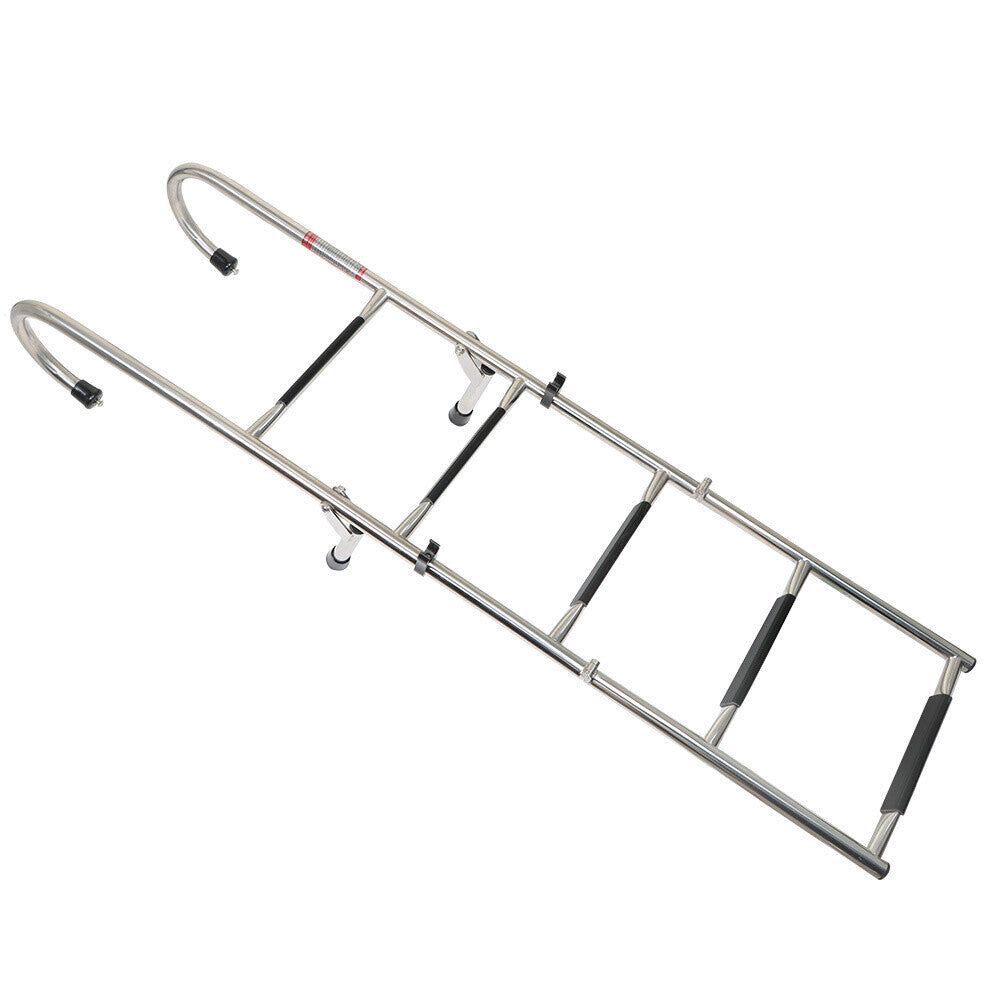 5 Step Stainless Steel Folding Ladder Telescoping 400 lb. Limit