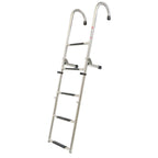 5 Step Stainless Steel Folding Ladder Telescoping 400 lb. Limit