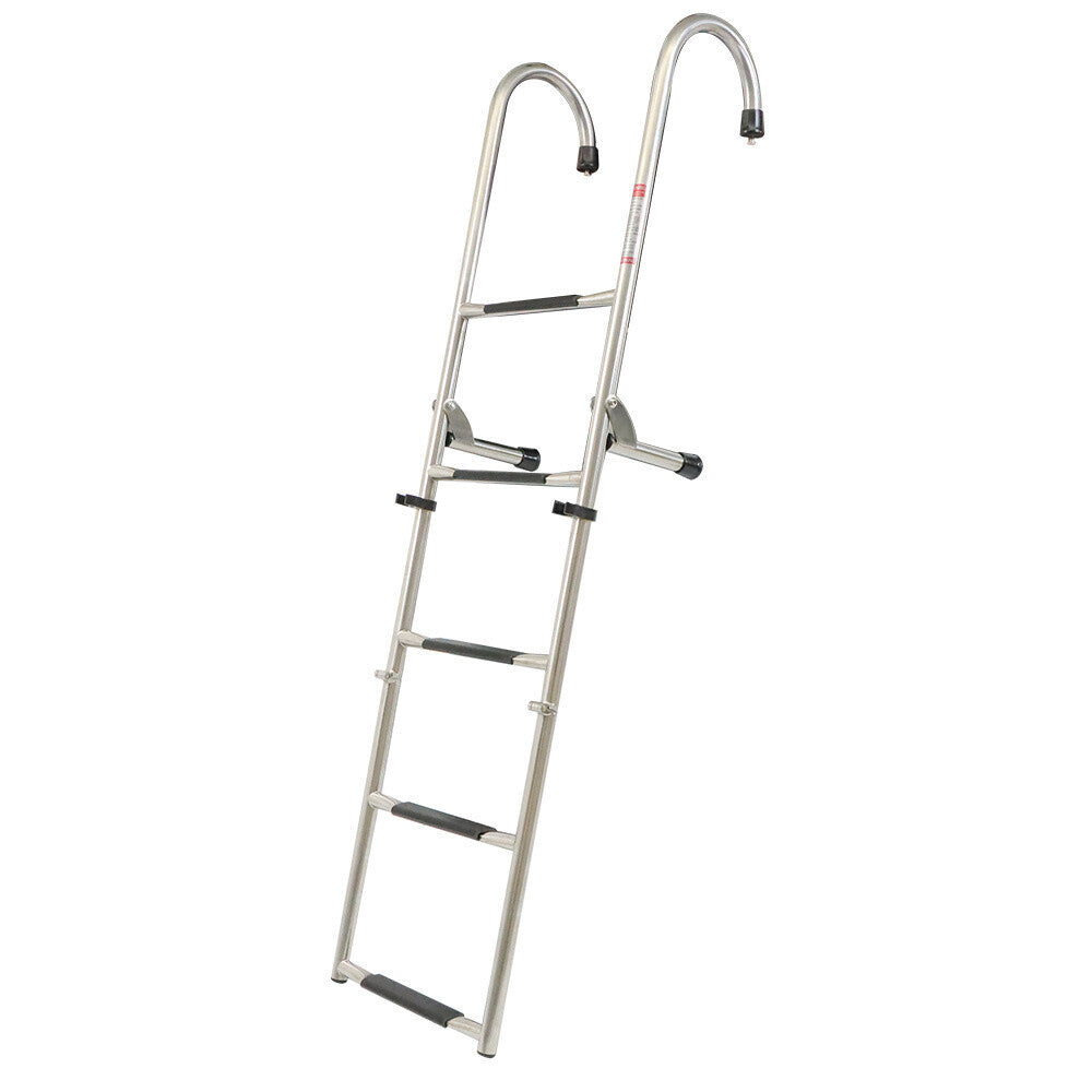 5 Step Stainless Steel Folding Ladder Telescoping 400 lb. Limit