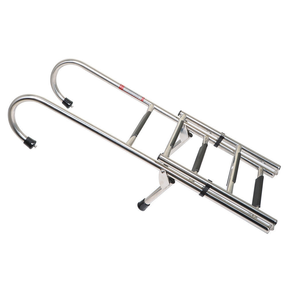 5 Step Stainless Steel Folding Ladder Telescoping 400 lb. Limit