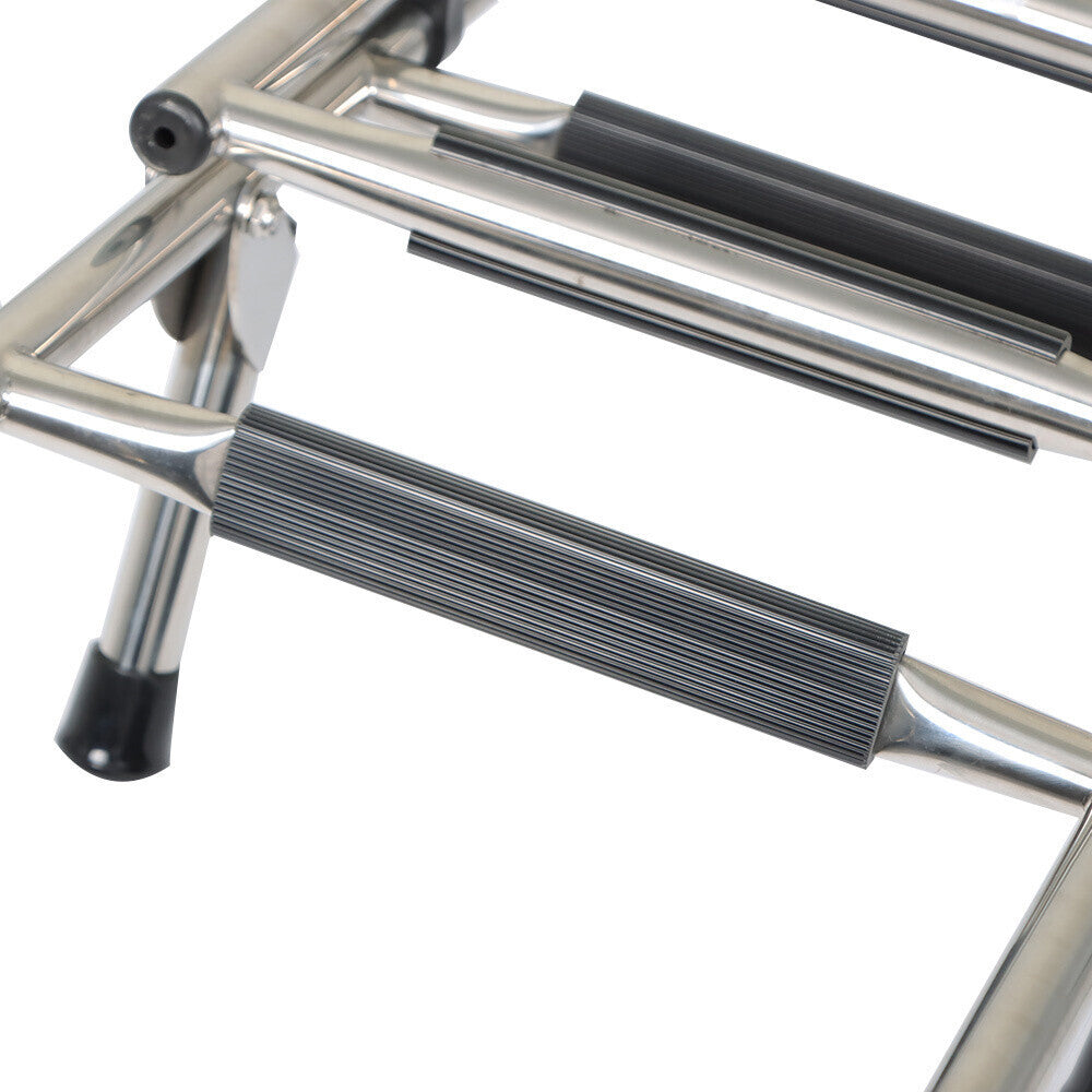 5 Step Stainless Steel Folding Ladder Telescoping 400 lb. Limit