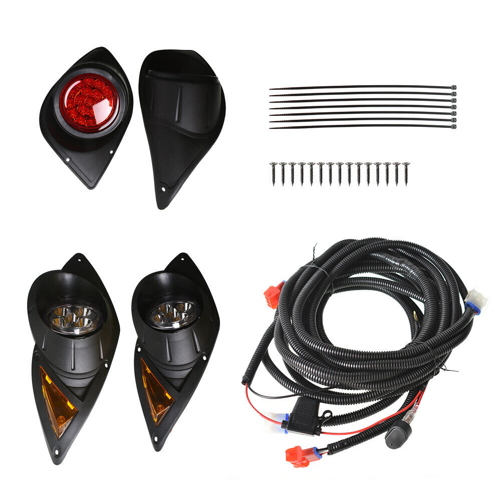 12V Set For Yamaha Drive G29 Golf Cart LED Headlights & Tail Lights Kit 2007+