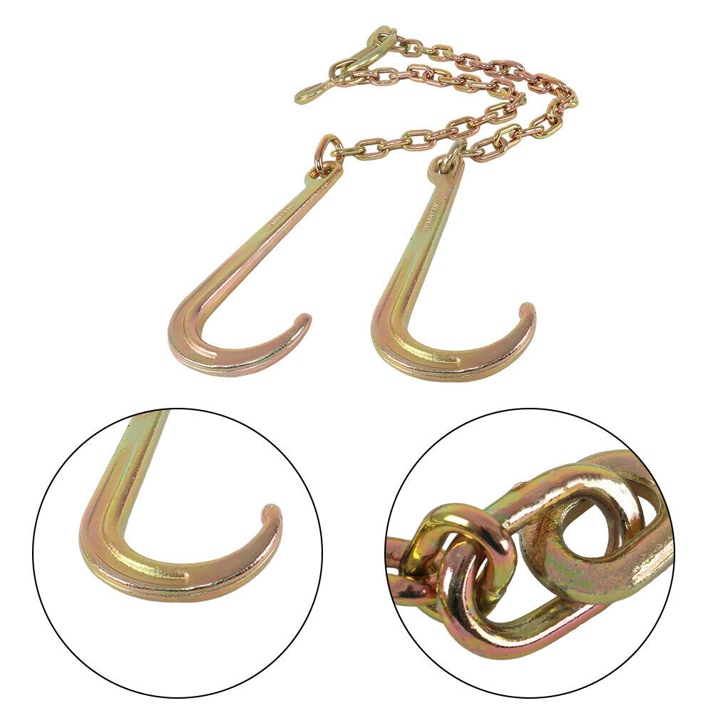 G70 V-Chain Large J-Hooks Flatbed Tow 5/16" X 2' Truck Rollback Wrecker Carrier