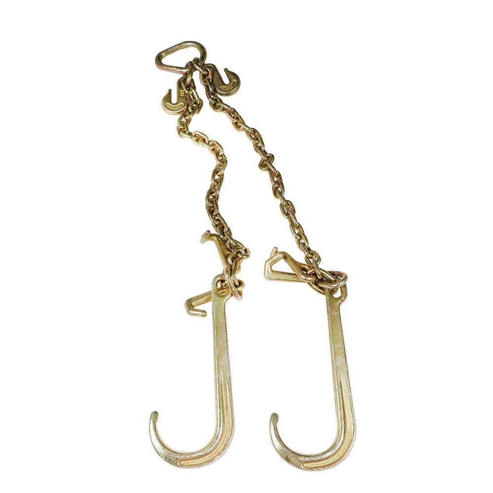 New V-Chain Bridle w/ 15" Large J Hooks, T- Hook&J-Hook w/Grab Hooks 2' Legs G70
