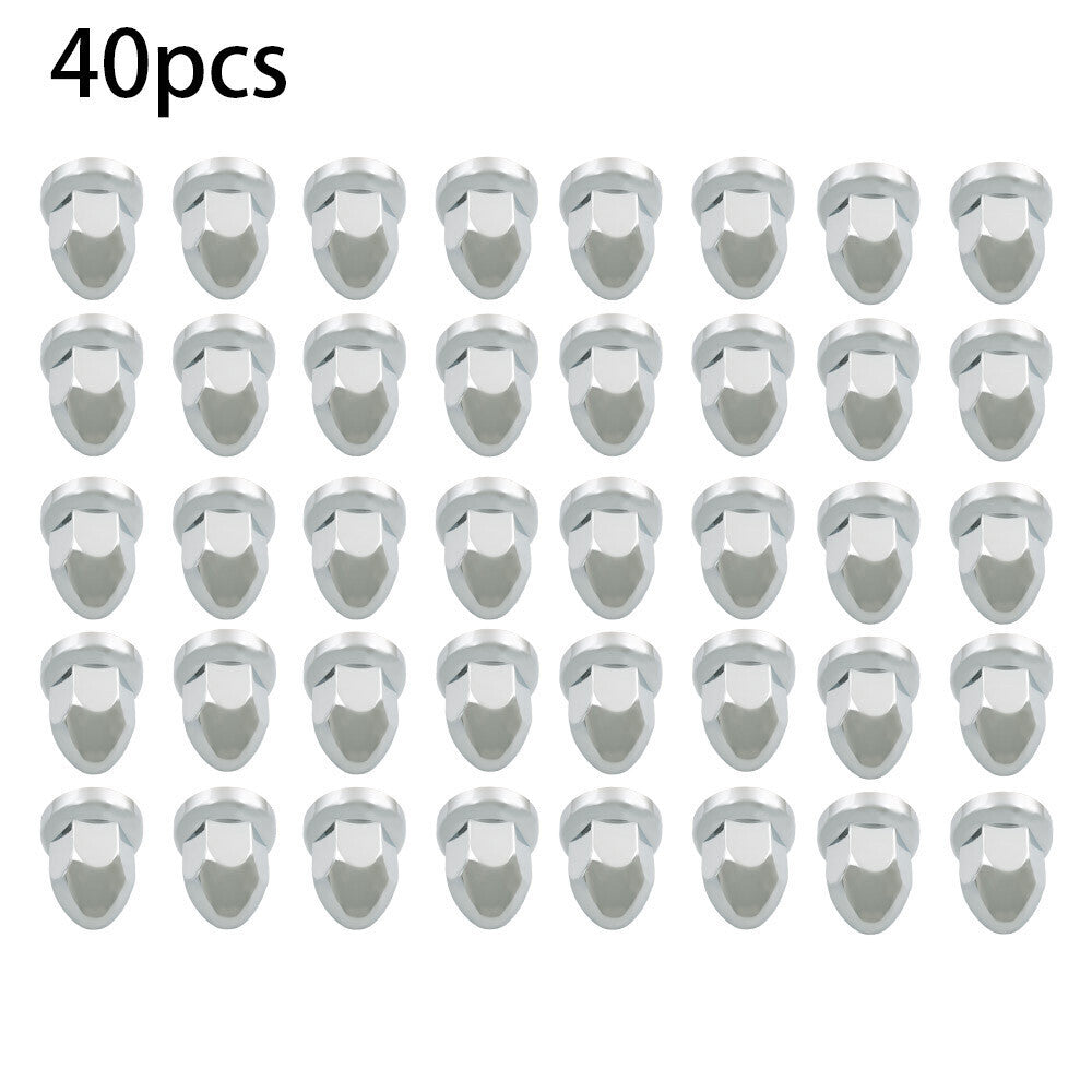 Chrome Semi Truck 33mm Push-on Bullet Flanged Lug Nut Covers ABS Plastic 40 Pack