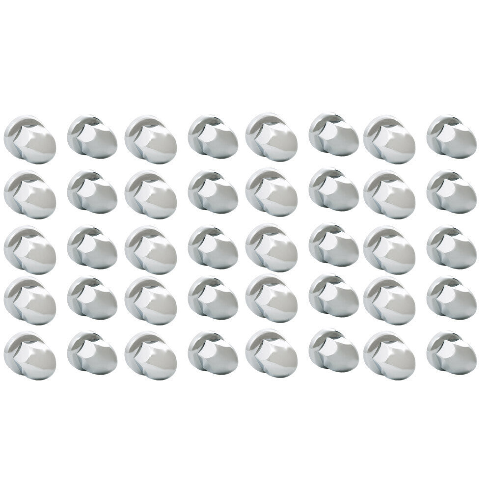 Chrome Semi Truck 33mm Push-on Bullet Flanged Lug Nut Covers ABS Plastic 40 Pack