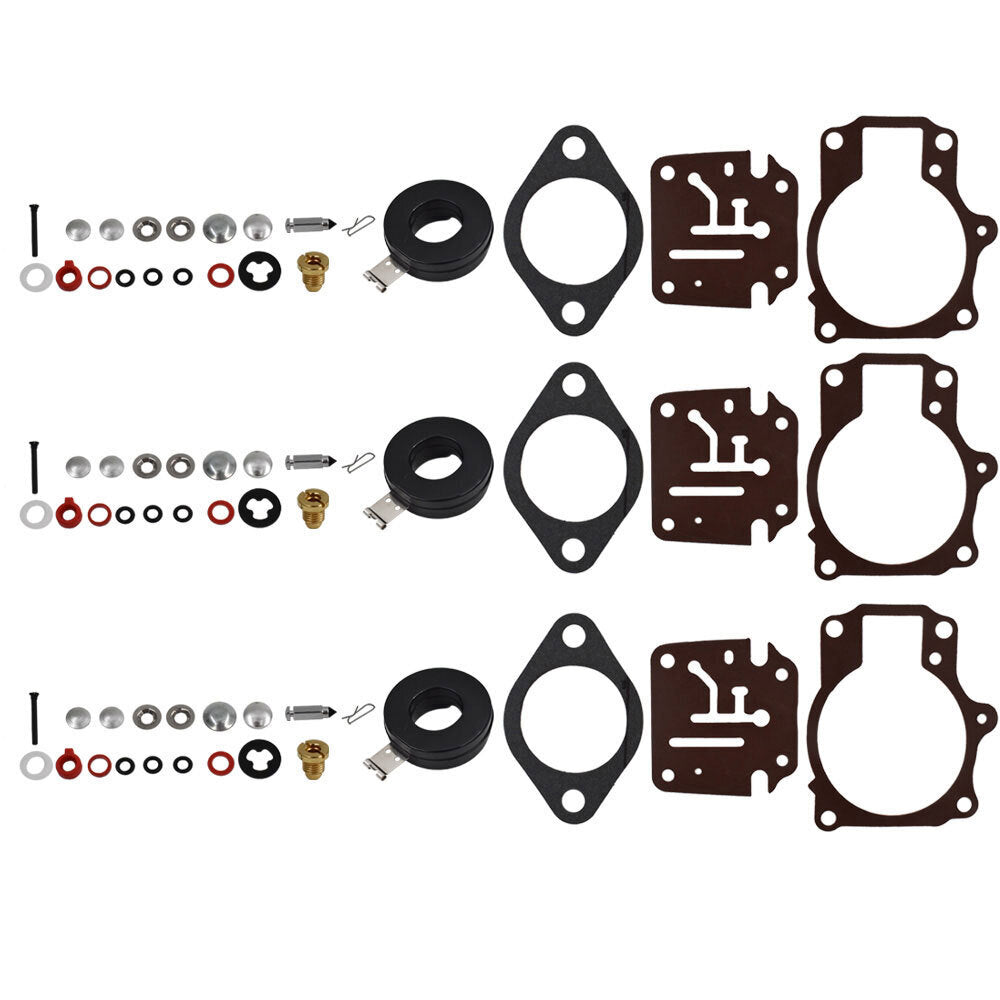 3 x Carburetor Carb Rebuild Repair Kit w/ Float For Johnson Evinrude 65 70 75 HP