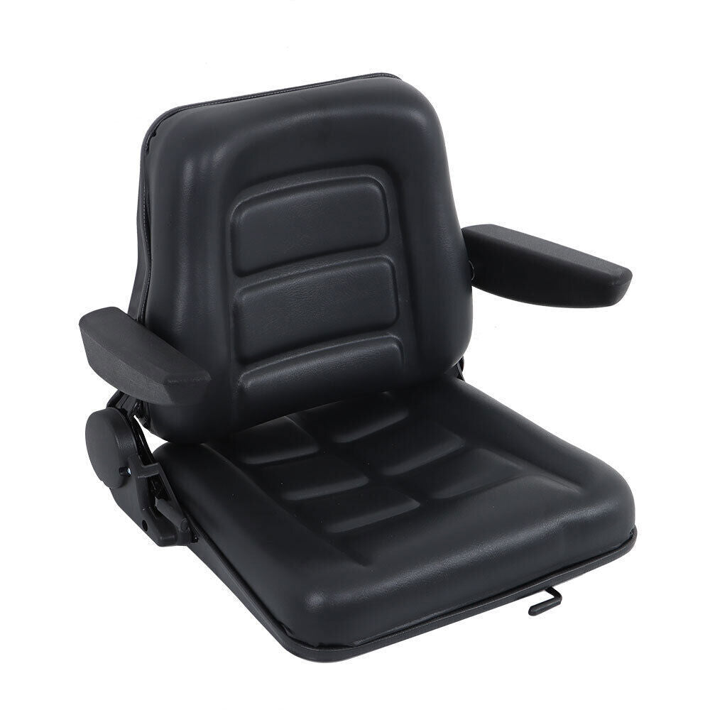 Adjustable Backrest Lawn Mower Tractor Seat Forklift Excavator Seat w/ Armrests