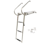 3 Step Stainless Steel Telescoping Boat Ladder With Platform 2 Handrails