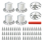 Chrome Hub Cover Kit 33mm Front Rear for Semi Truck Wheel Axle Covers Spiked