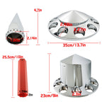 Chrome Hub Cover Kit 33mm Front Rear for Semi Truck Wheel Axle Covers Spiked