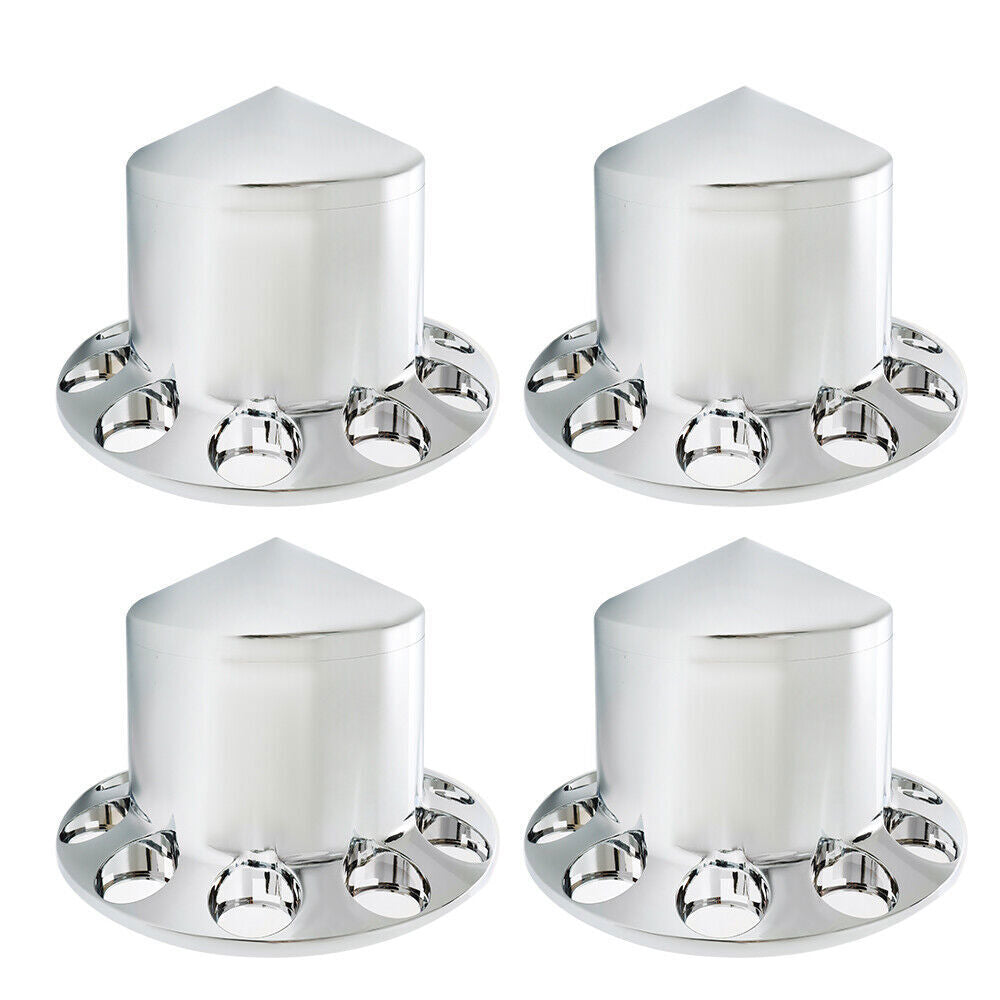 Chrome Hub Cover Kit 33mm Front Rear for Semi Truck Wheel Axle Covers Spiked