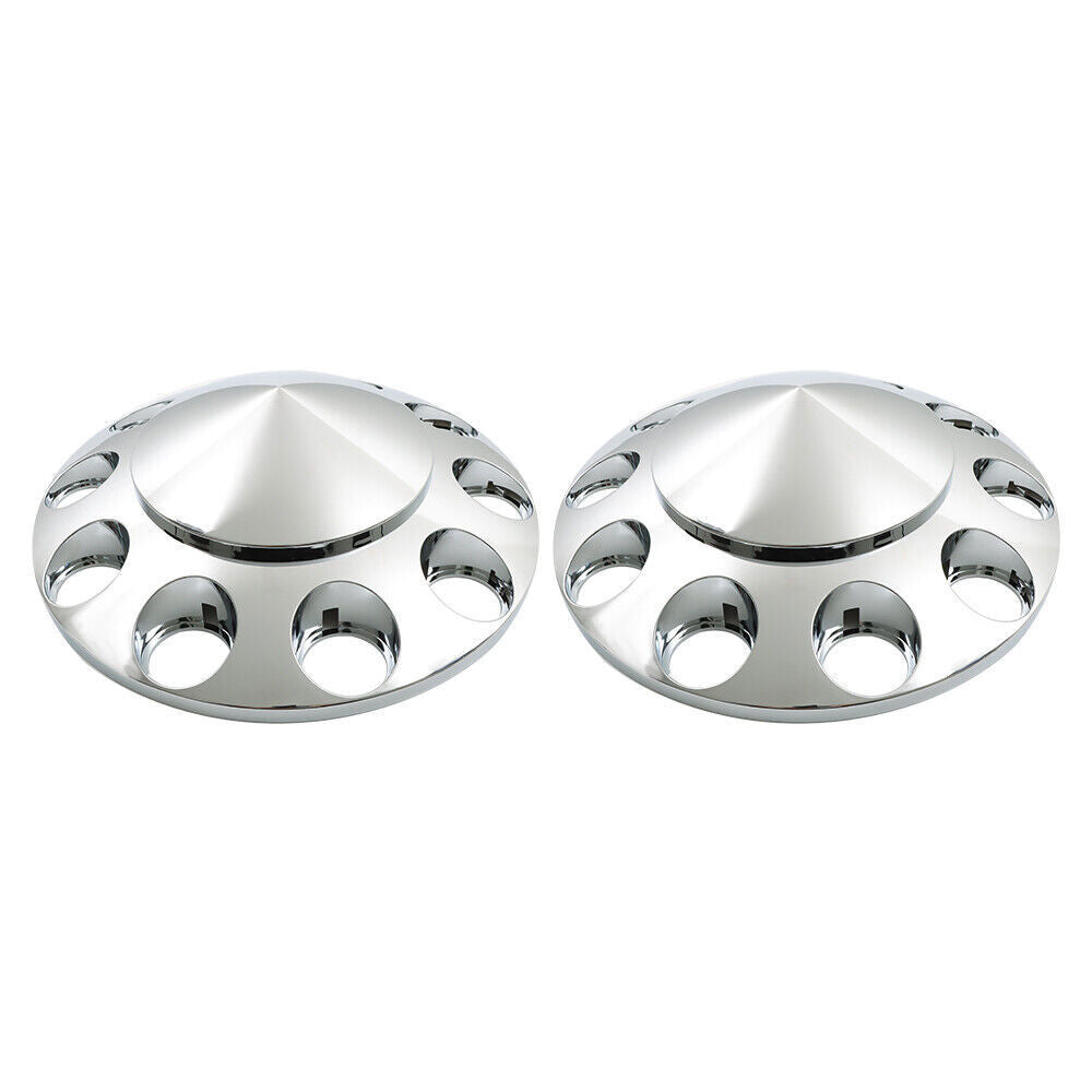 Chrome Hub Cover Kit 33mm Front Rear for Semi Truck Wheel Axle Covers Spiked